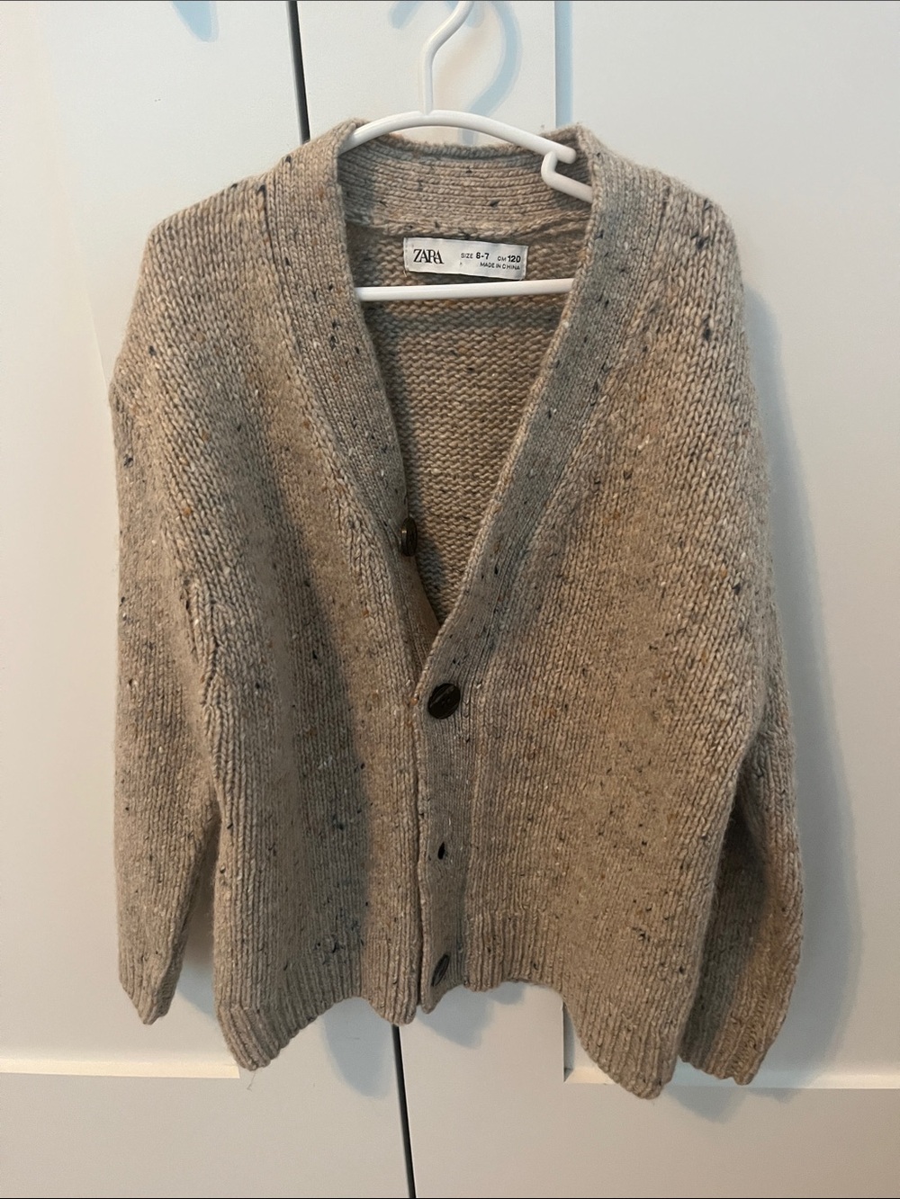 Zara Taupe Speckled Chunky Knit Cardigan